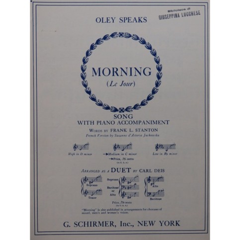 SPEAKS Oley Morning Chant Piano 1938