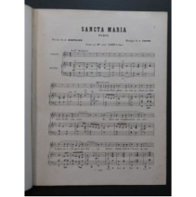 FAURE J. Sancta Maria Chant Piano ca1866