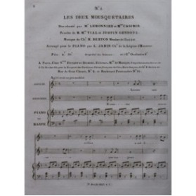 BERTON H. Les Deux Mousquetaires No 5 Chant Piano ou Harpe ca1820
