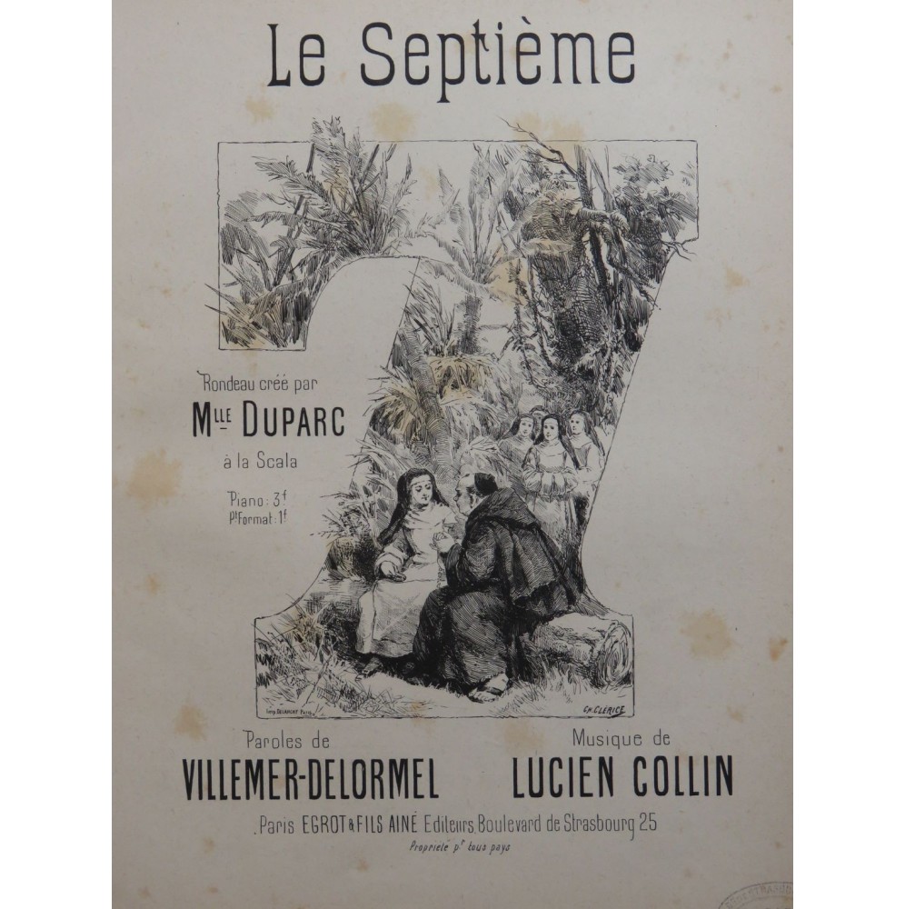 COLLIN Lucien Le Septième Chant Piano Chant Piano ca1880