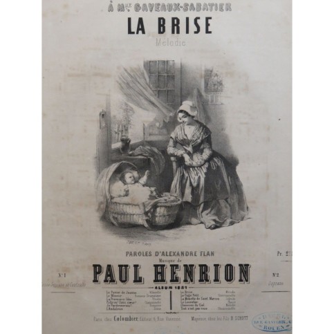 HENRION Paul La Brise Chant Piano 1851