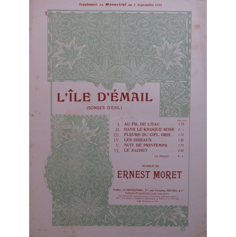 MORET Ernest L'île d'émail Chant Piano 1913