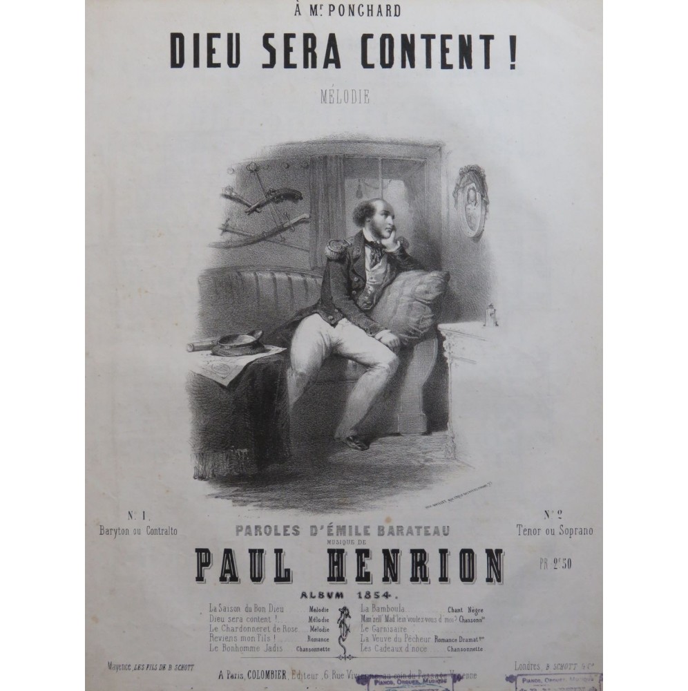 HENRION Paul Dieu sera content ! Chant Piano 1854