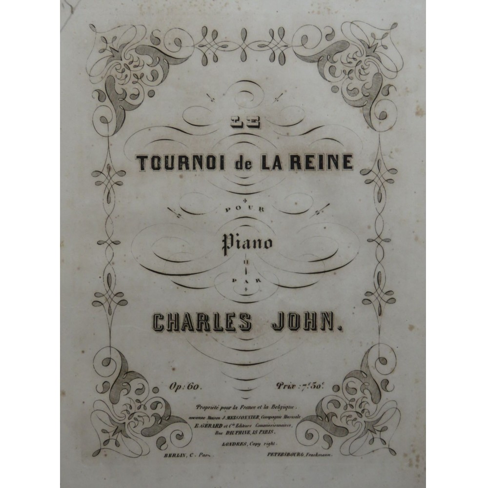 JOHN Charles Le Tournoi de la Reine Piano ca1860