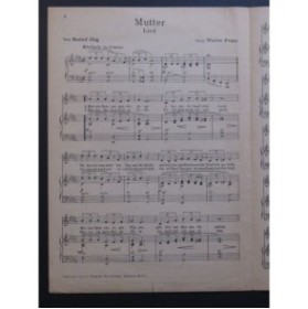 FRANZ Walter Mutter Chant Piano 1950