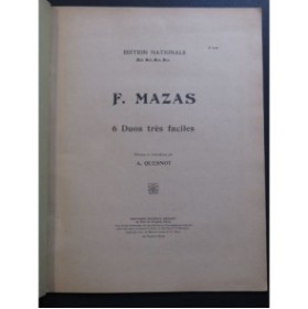 MAZAS F. 6 Duos op 60 pour 2 Violons 1917