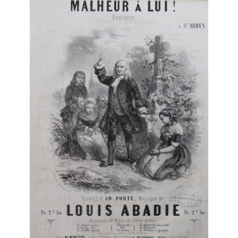 ABADIE Louis Malheur à lui Chant Piano ca1850