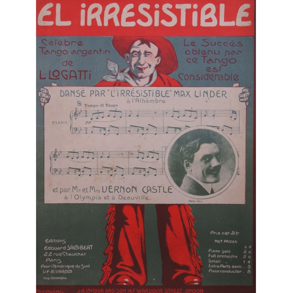 LOGATTI L. El Irresistible Tango Piano 1913