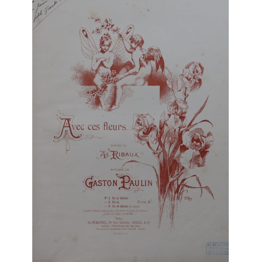 PAULIN Gaston Avec ces Fleurs Chant Piano ca1880