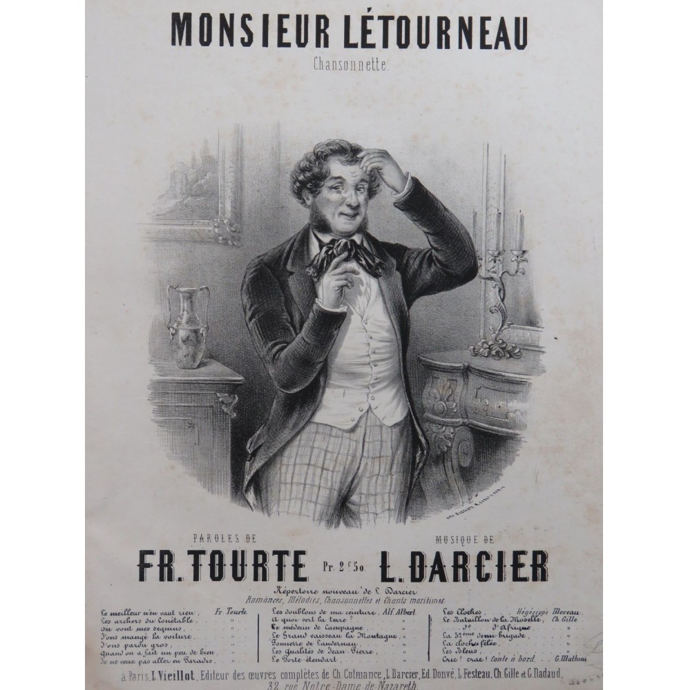 DARCIER Louis Monsieur Létourneau Chant Piano ca1880