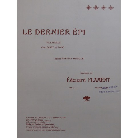 FLAMENT Édouard Le dernier épi Chant Piano