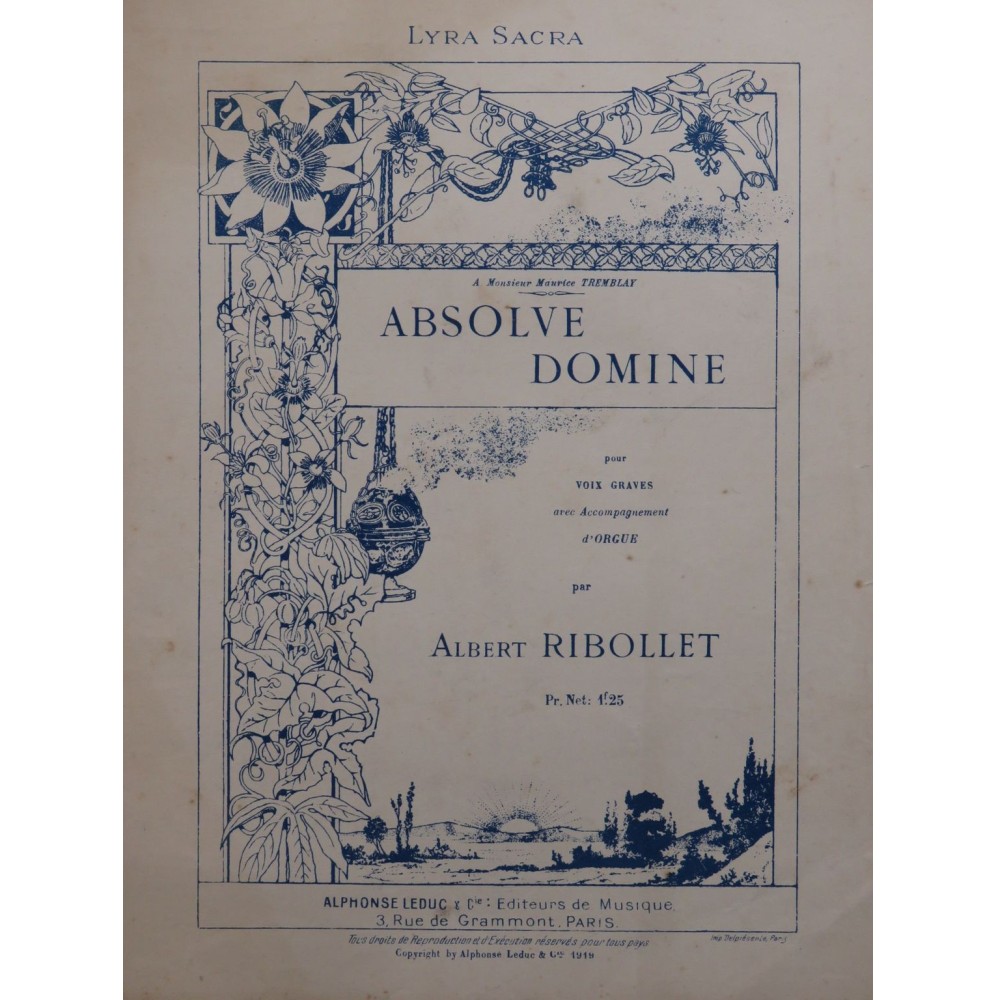 RIBOLLET Albert Absolve Domine Chant Orgue 1919