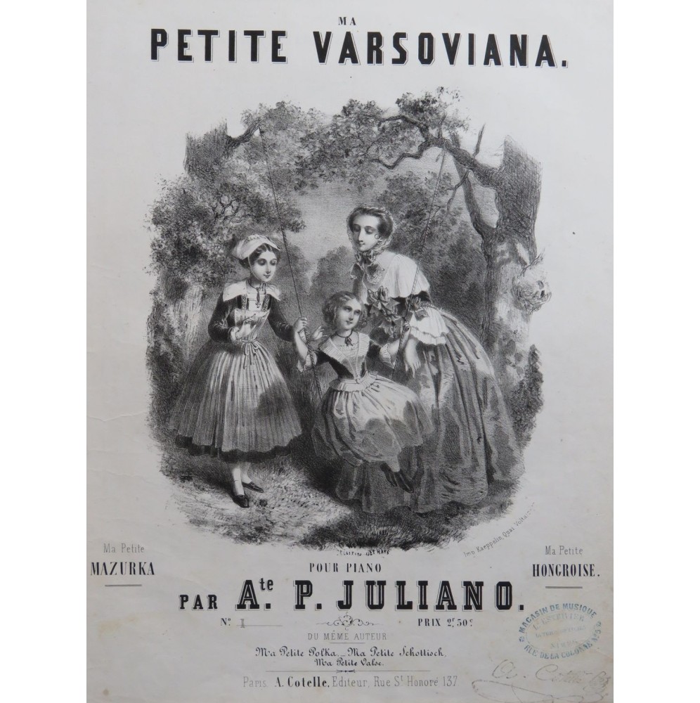 JULIANO A. P. Ma Petite Varsoviana Piano ca1850