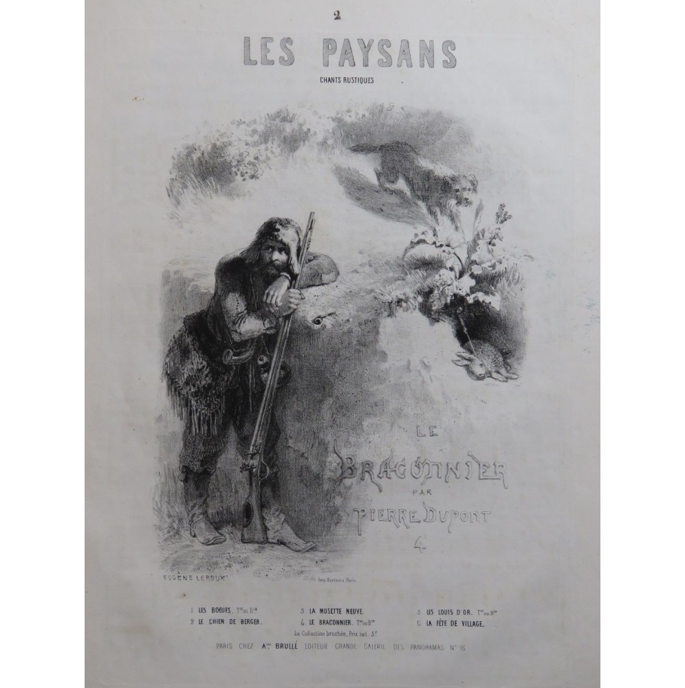 PARIZOT Victor Les Paysans No 4 Le Braconnier Chant Piano ca1845