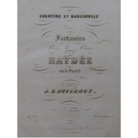 DUVERNOY J. B. Barcarolle Fantaisie sur Haydée Auber Piano 1848