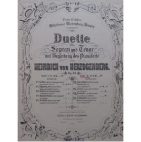 VON HERZOGENBERG Heinrich Duette Heft 2 Chant Piano 1883