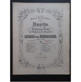 VON HERZOGENBERG Heinrich Duette Heft 2 Chant Piano 1883