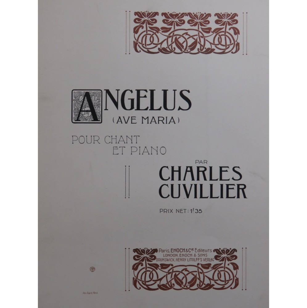 CUVILLIER Charles Angelus Chant Piano 1904