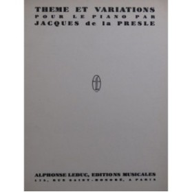 DE LA PRESLE Jacques Thème et Variations Piano 1944
