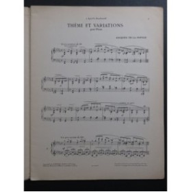 DE LA PRESLE Jacques Thème et Variations Piano 1944