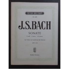 BACH J. S. Sonate E moll BWV 1023 Piano Violon