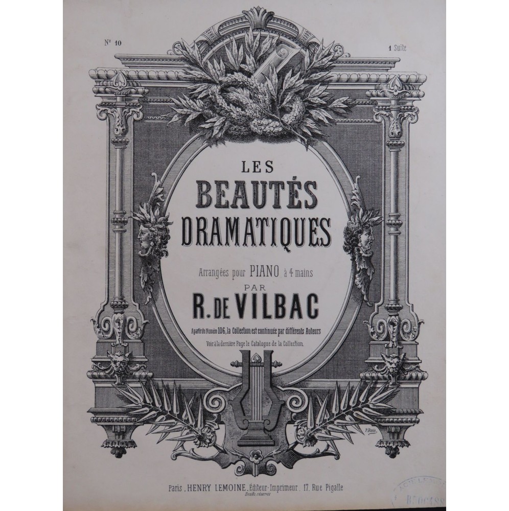 DE VILBAC Renaud Beautés de La Juive 1ère Suite Piano 4 mains ca1860