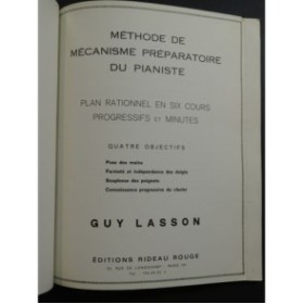 LASSON Guy Méthode de Mécanisme Préparatoire du Pianiste Piano 1969
