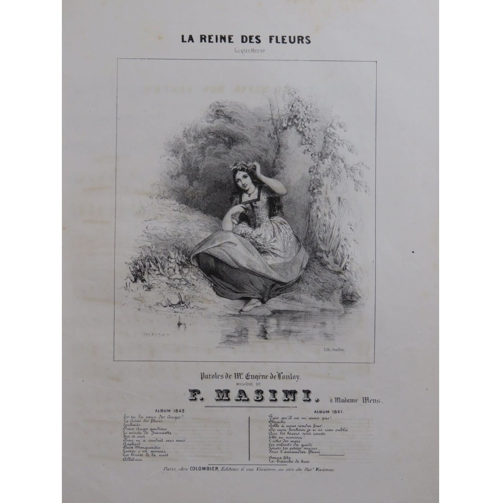 MASINI F. La reine des fleurs Chant Piano ca1840