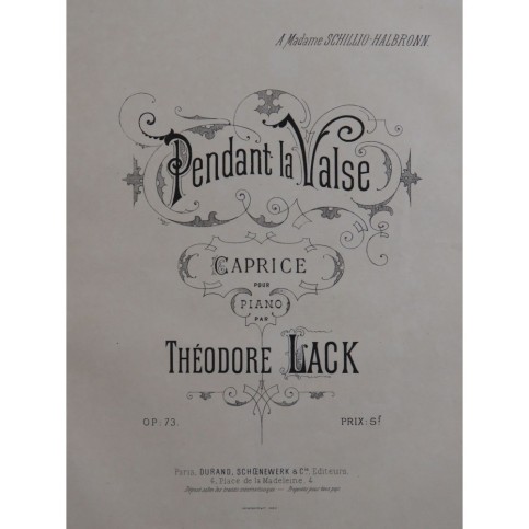 LACK Théodore Pendant la Valse Piano ca1880
