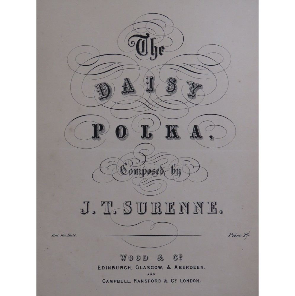 SURENNE J. T. The Daisy Polka Piano ca1860