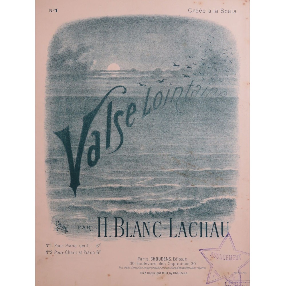 BLANC-LACHAU H. Valse Lointaine Piano 1903