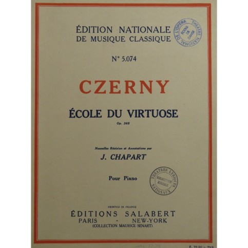CZERNY Charles École du Virtuose op 365 Piano