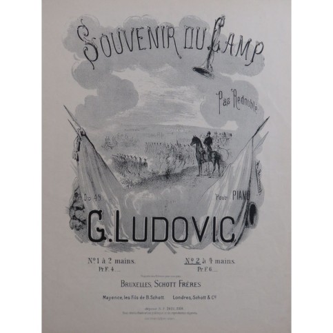 LUDOVIC G. Souvenir du Camp Pas redoublé Piano 4 mains ca1870