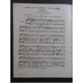 BERTON H. Colin et Colette ou Toi et Moi Romance Chant Piano ca1820
