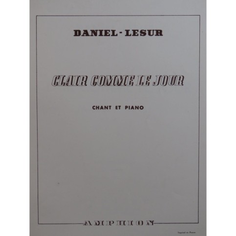 DANIEL-LESUR Clair comme le jour Chant Piano 1946