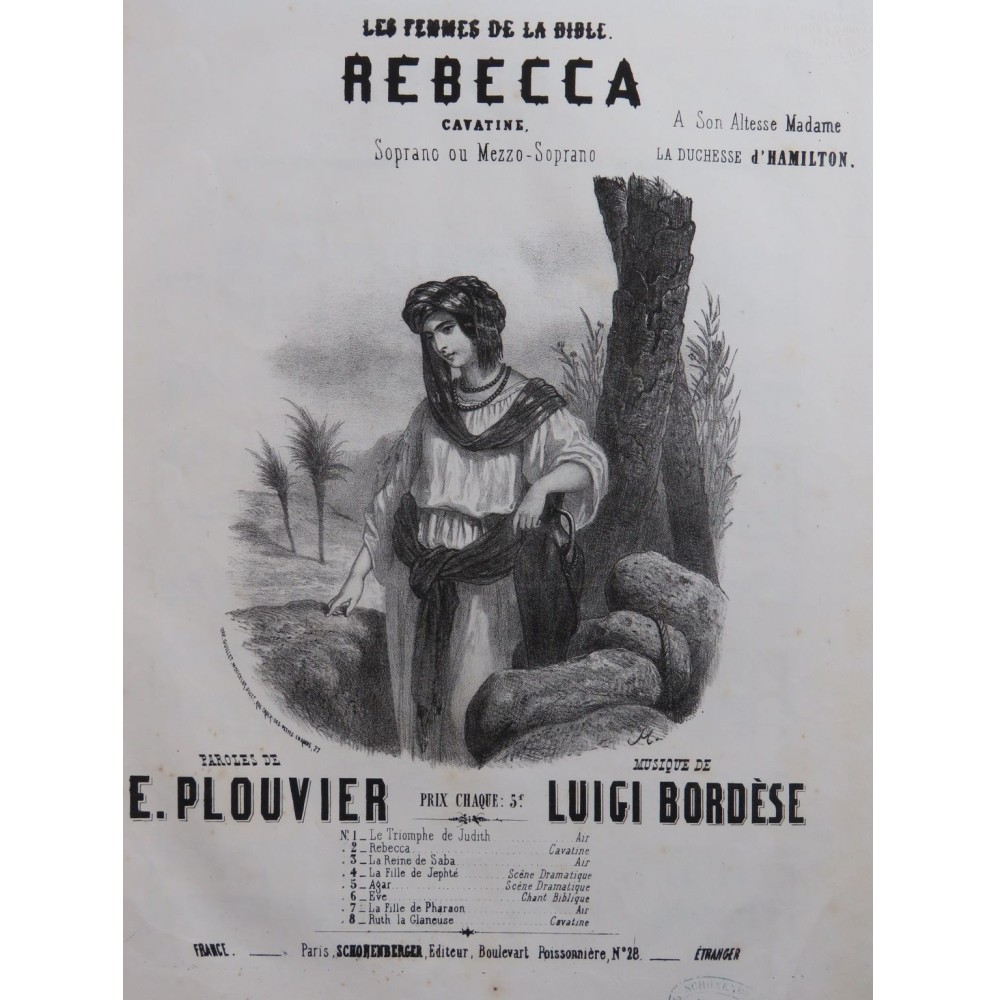 BORDÈSE Luigi Rebecca Chant Piano ca1860