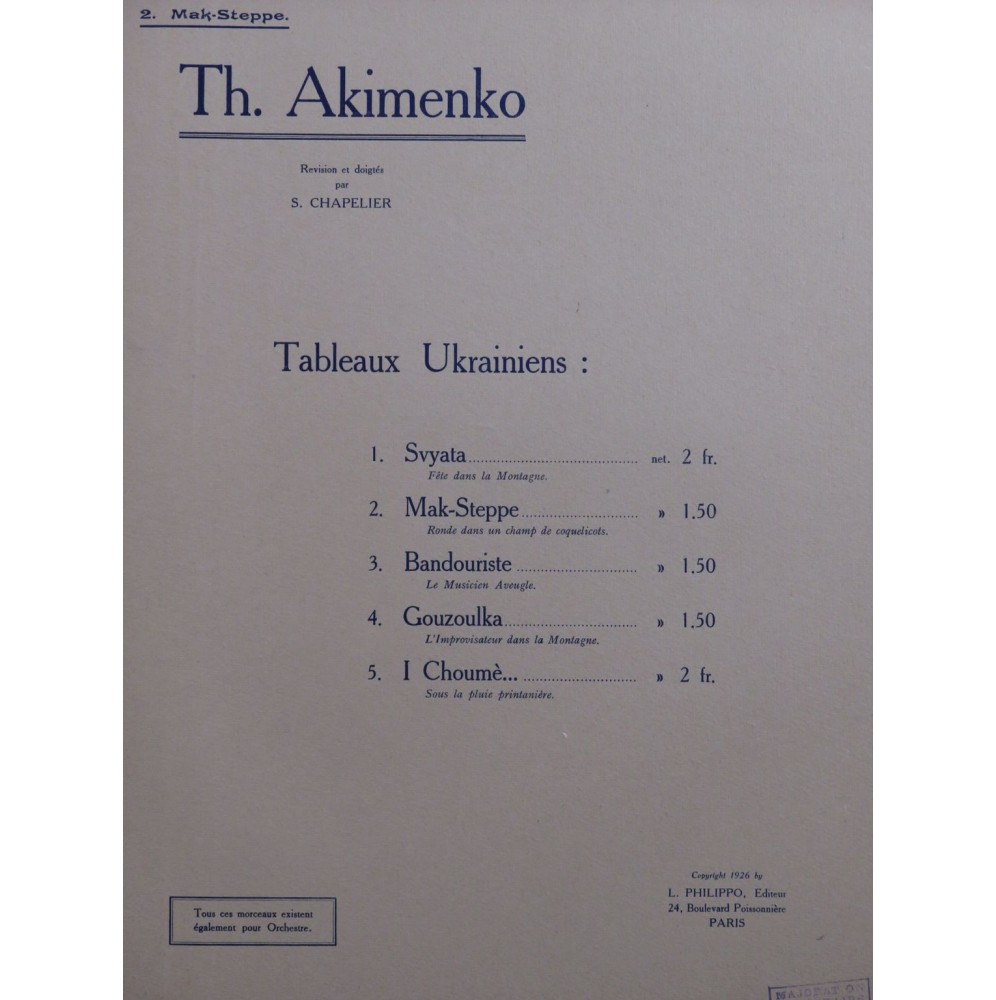 AKIMENKO Th. Mak-Steppe Piano 1926