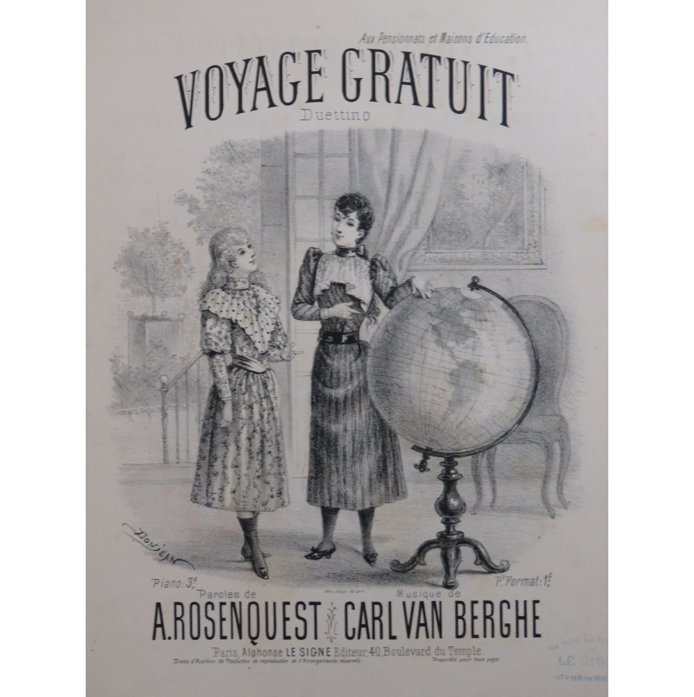 VAN BERGHE Carl Voyage Gratuit Chant Piano ca1880