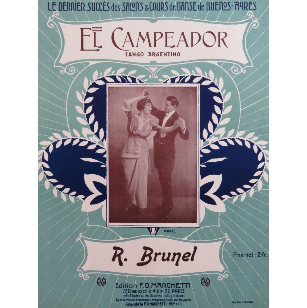 BRUNEL R. El Campeador Tango Argentino Piano 1914
