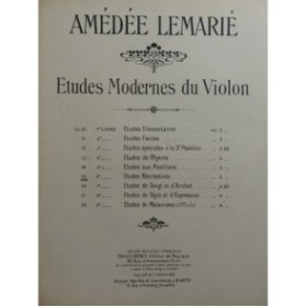 LEMARIÉ Amédée Etudes Récréatives op 85 15 pièces Violon 1929