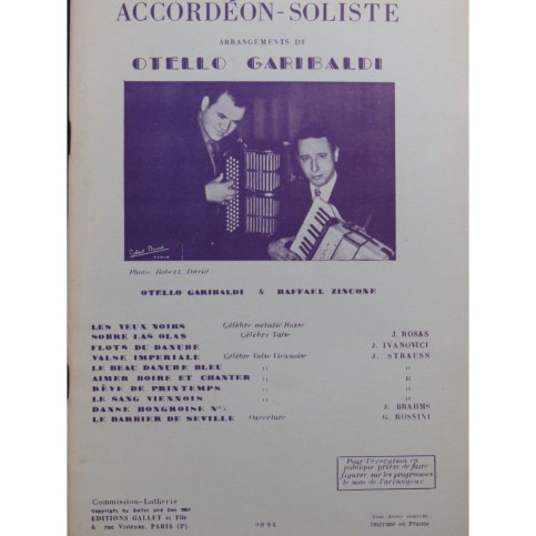 GARIBOLDI Otello Accordéon Soliste 10 Pièces Accordéon 1951