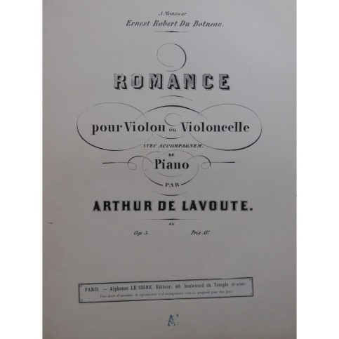 DE LAVOUTE Arthur Romance Piano Violon et Violoncelle ca1880