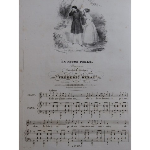 BÉRAT Frédéric La Jeune Fille Chant Piano ca1830