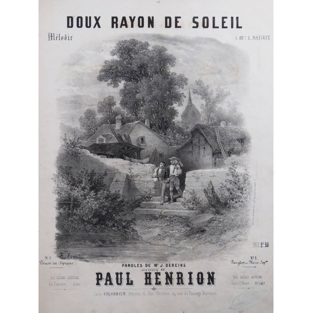 HENRION Paul Doux rayon de soleil Chant Piano ca1856