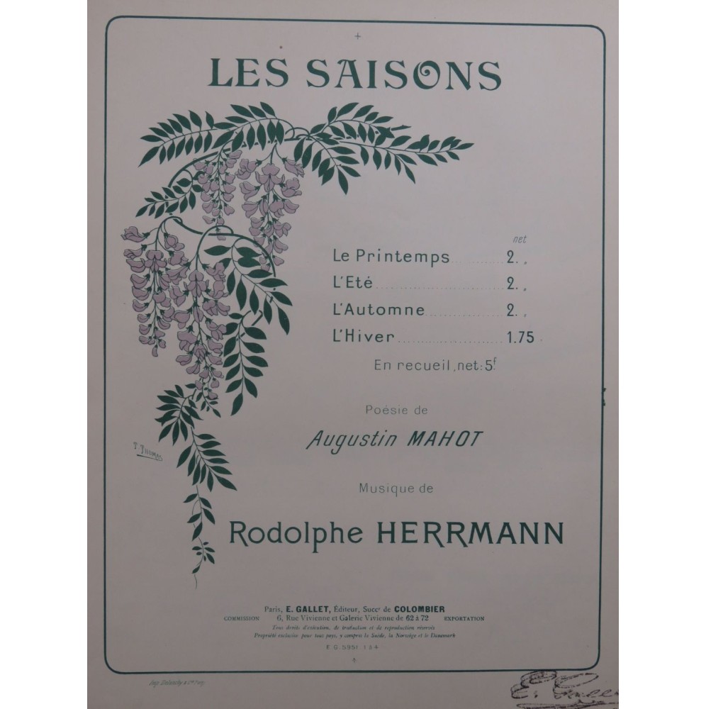 HERRMANN Rodolphe L'Été Chant Piano ca1902