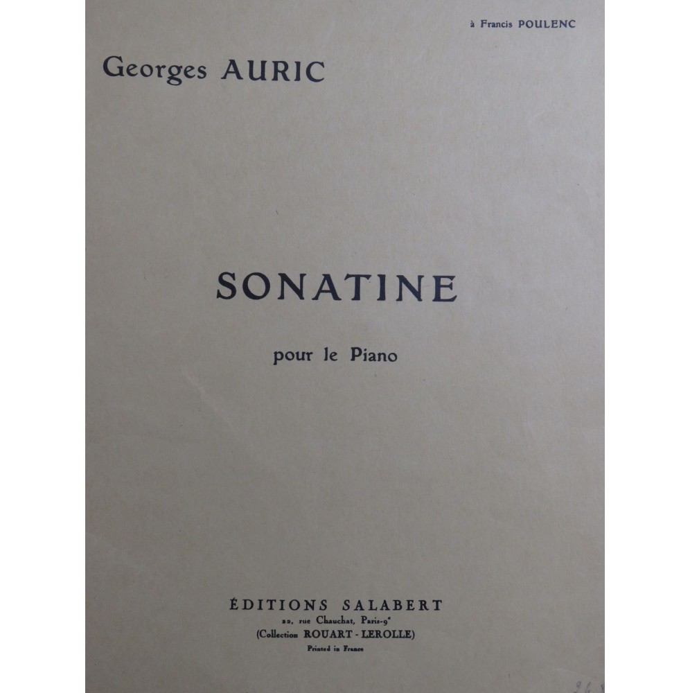 AURIC Georges Sonatine Piano 1956