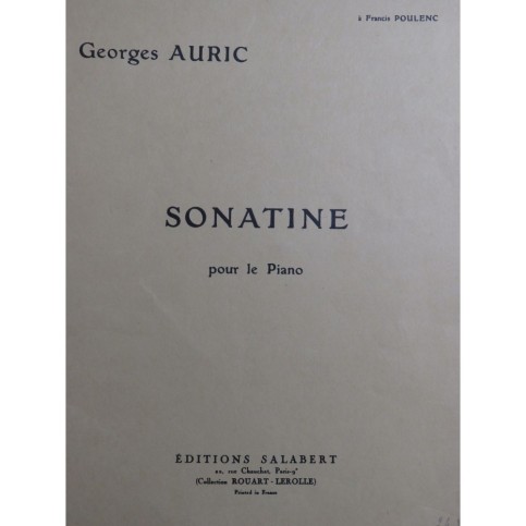 AURIC Georges Sonatine Piano 1956