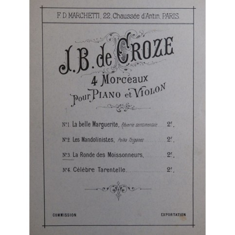 DE CROZE J. B. La Ronde des Moissonneurs Violon Piano