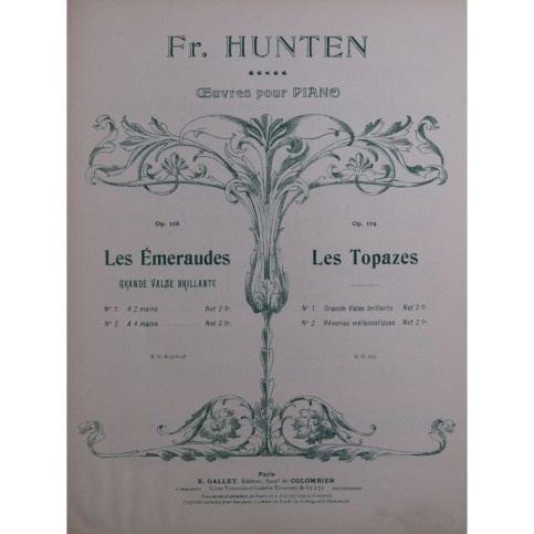 HUNTEN François Grande Valse Piano ca1903