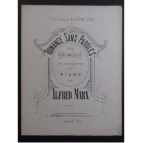 MARX Alfred Romance sans Paroles Violoncelle Piano